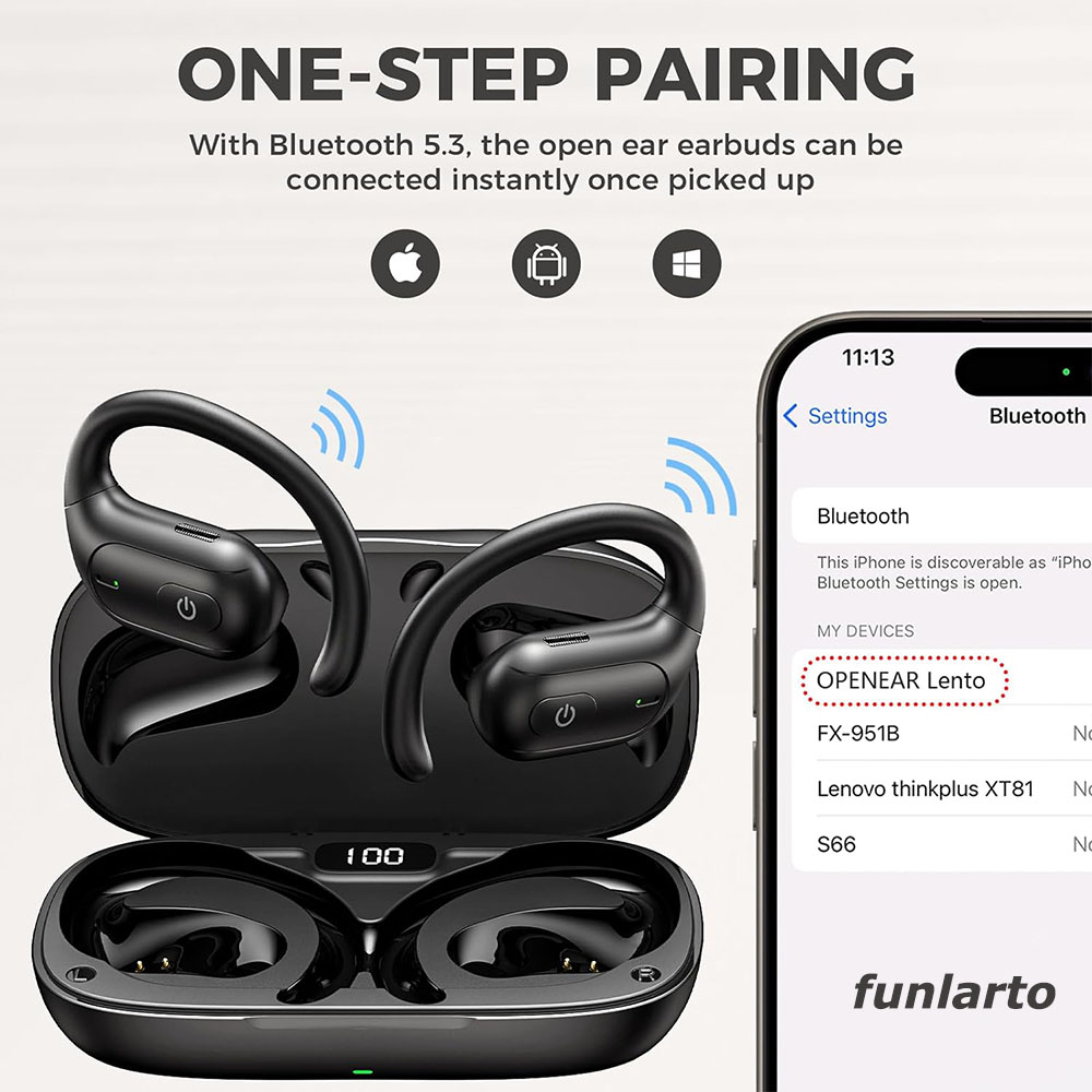 Open-Ear Wireless Running Head - Sports Earphone Hook ulasan dan harga